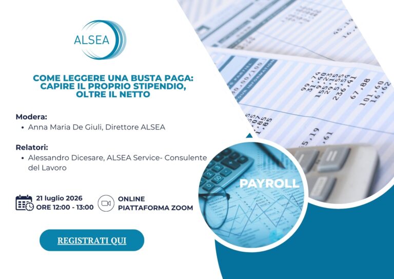 WEBINAR – COME LEGGERE UNA BUSTA PAGA: CAPIRE IL PROPRIO STIPENDIO, OLTRE IL NETTO