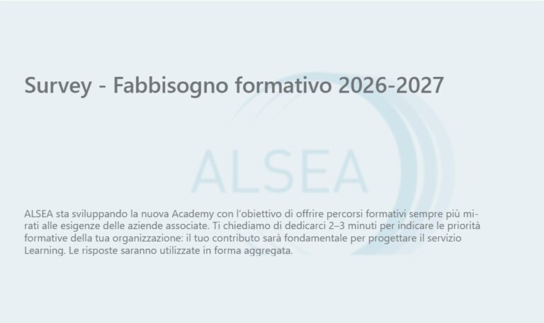 Aiutaci a costruire il Catalogo Formativo ALSEA 2027